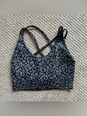 Grey and Black Cheetah Print Sports Bra Size: Medium